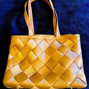 Seatbelt purse large handbag shoulder bag gold